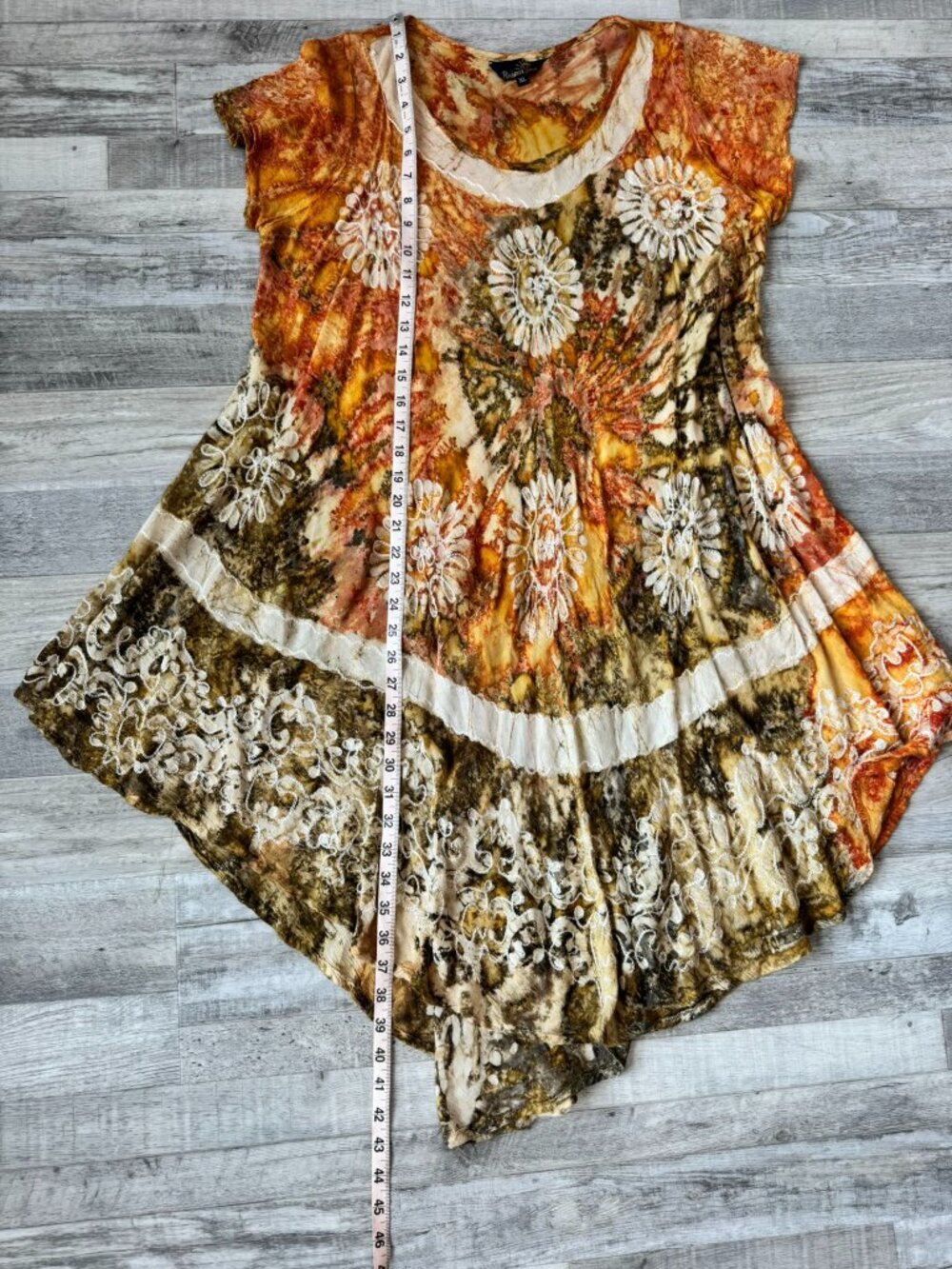 Riviera Sun orange tie dye loose embroidered short sleeve dress size XL A4 - Picture 5 of 7